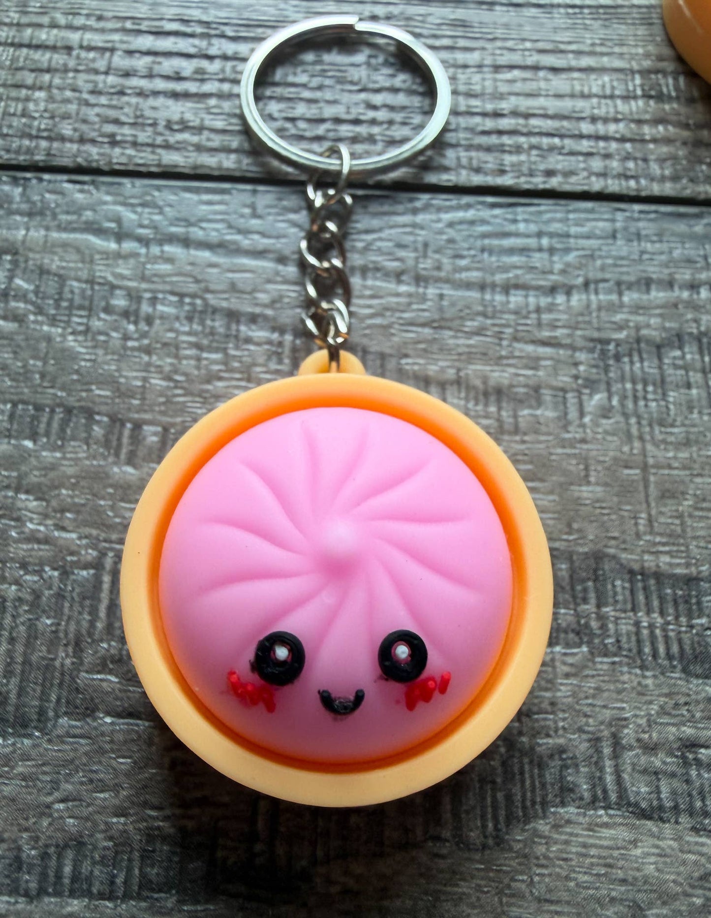 Dumpling Squish Toy Hard Plastic Keychain: Yellow