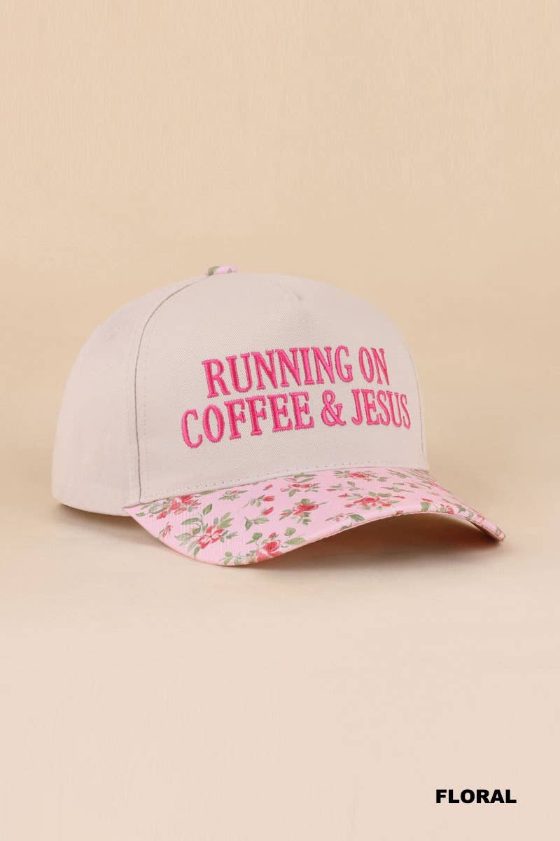 Running On Coffee & Jesus Two Tone Cotton Hat: COW-200393 / OS