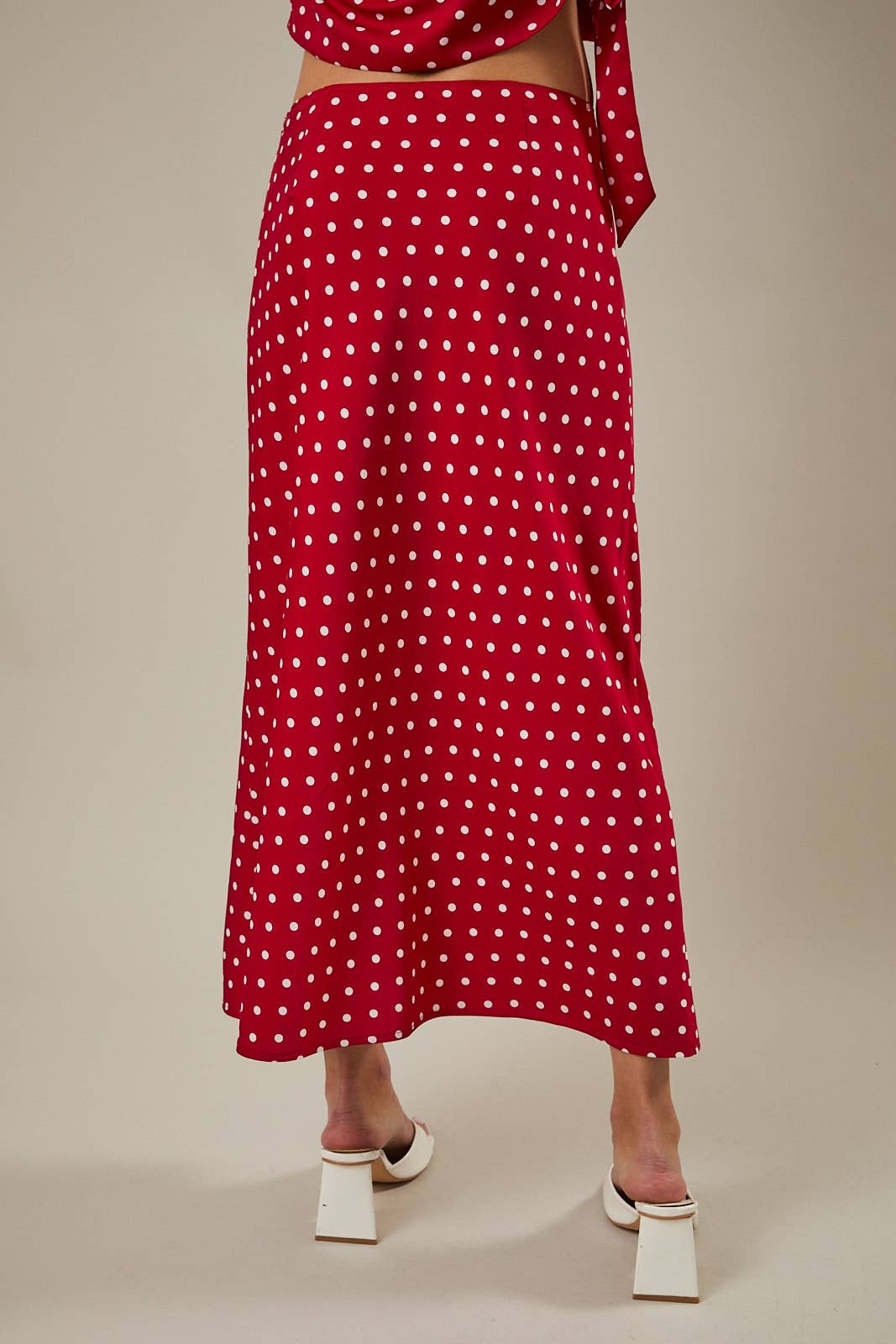 Hannah POLKA DOT MIDI SKIRT: WHITE-BLACK DOT / S