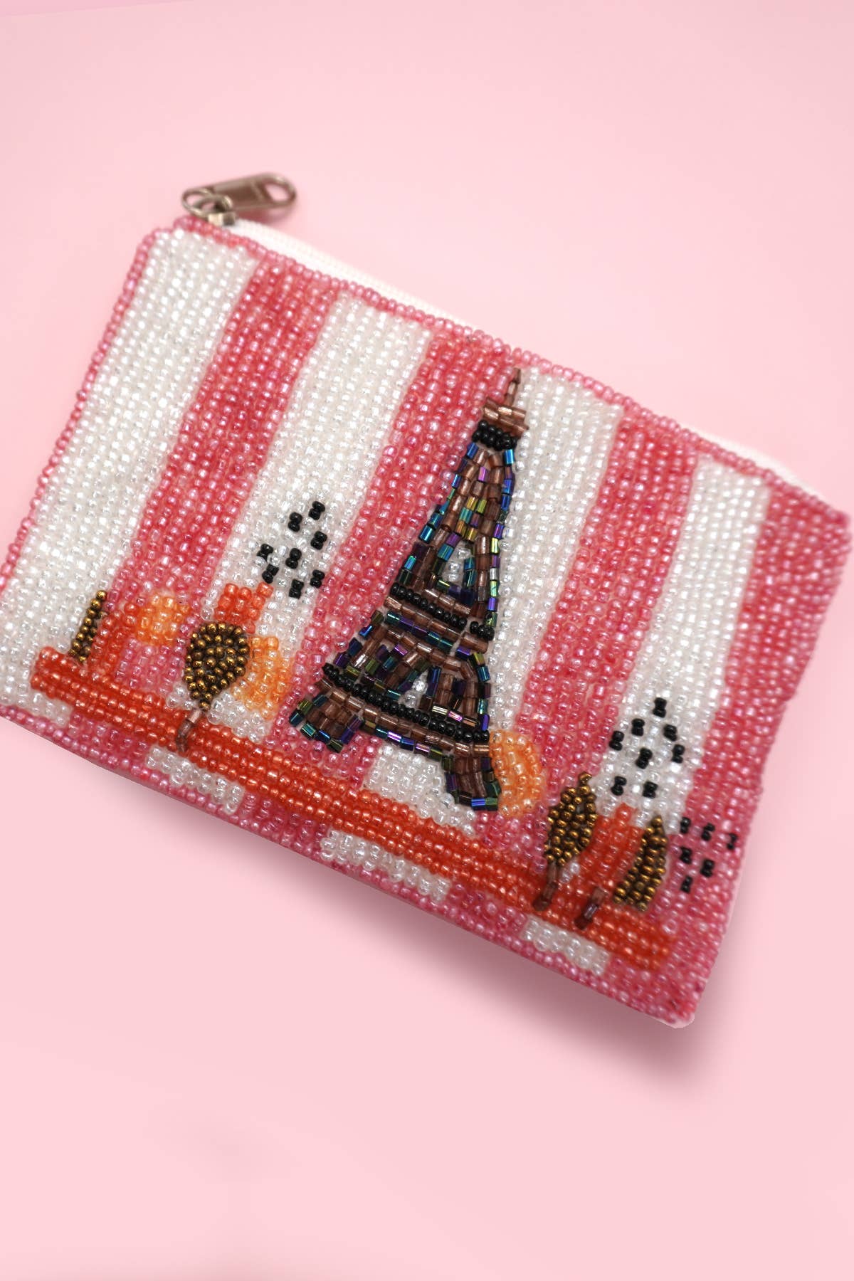 LONDON BUS FLOWER PARIS SEED BEAD COIN POUCH | 91CP1070: PARIS 1073