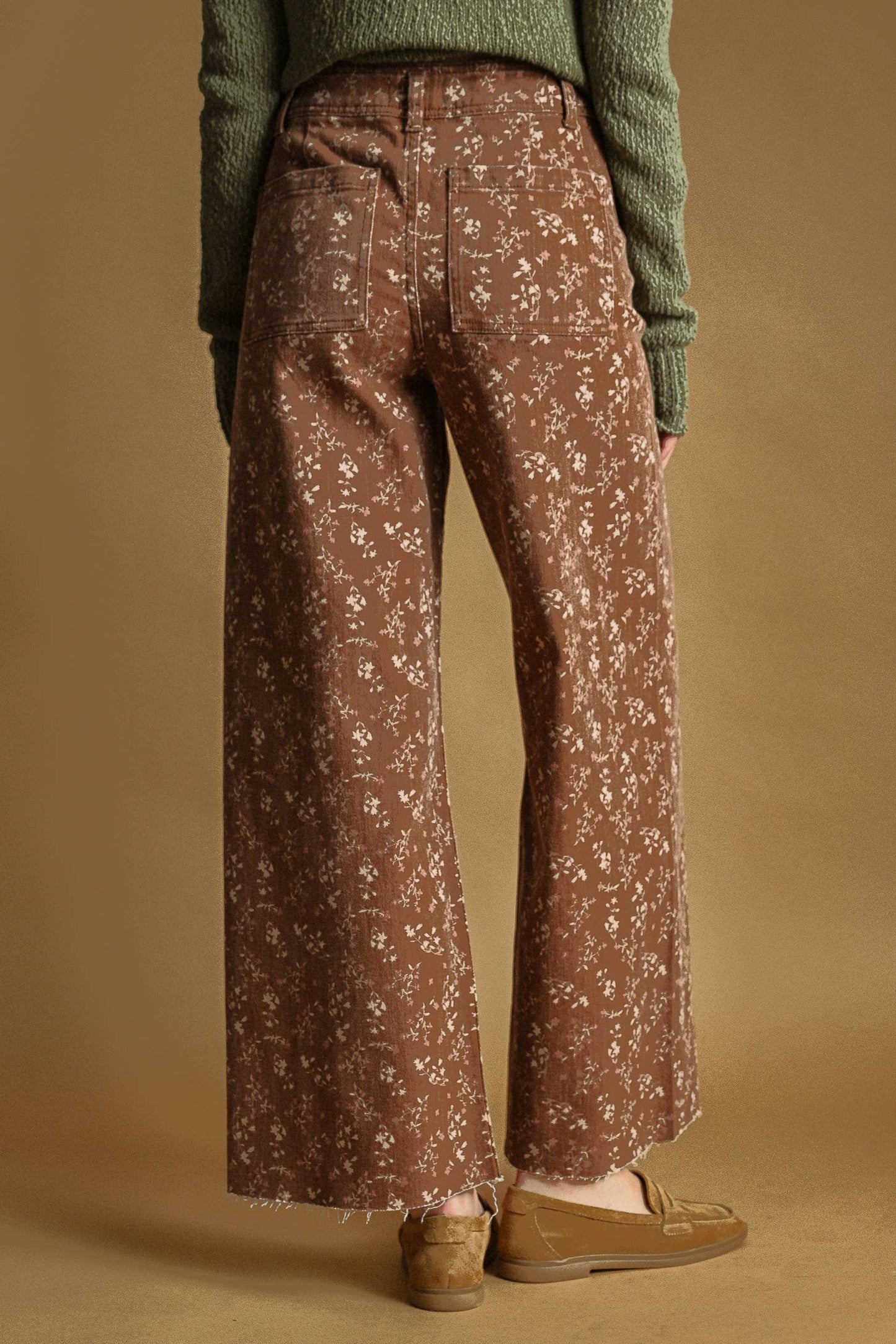 Santorini FLORAL PRINT STRETCHED PANTS: BLUE HAZE / S