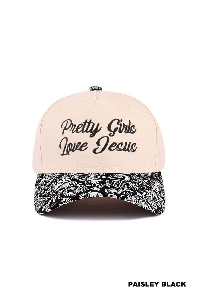 Pretty Girls Love Jesus Two Tone Cotton Hat SI-29249: CAMO-193290 / OS