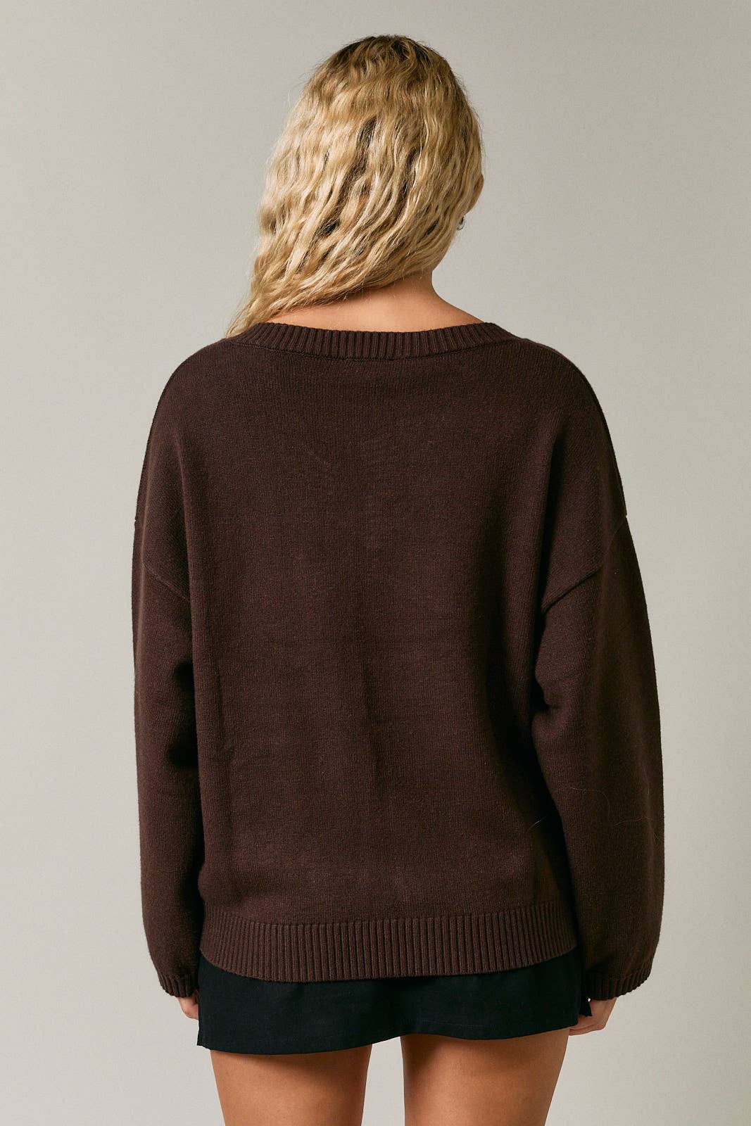 V-NECK OVERSIZED SWEATER: DUSTY PINK / L