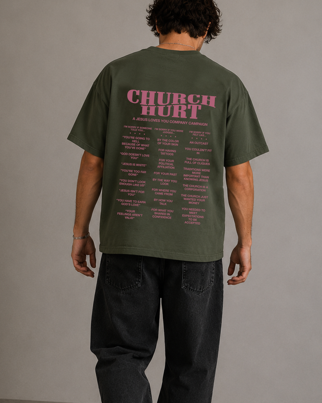 "Church Hurt Collection" || Statement Tee: Olive / XL