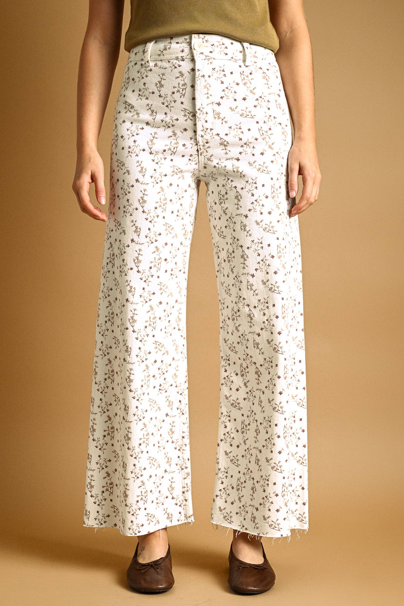 Santorini FLORAL PRINT STRETCHED PANTS: BLUE HAZE / S