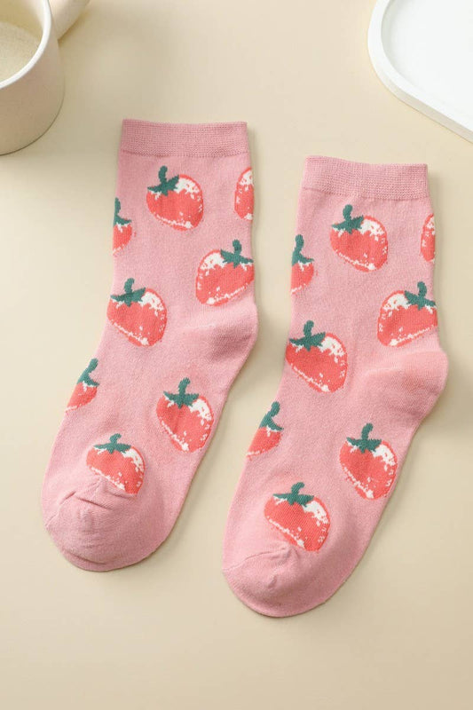Strawberry-Theme Crew Sock | 40S02086: A