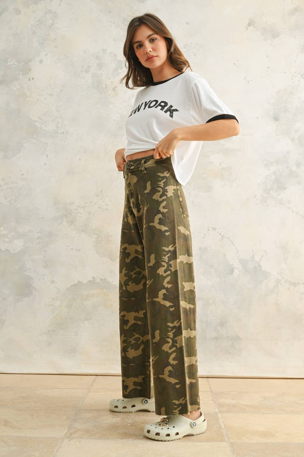 Courage CAMOUFLAGE PRINT STRETCH PANTS: CAMOUFLAGE / M