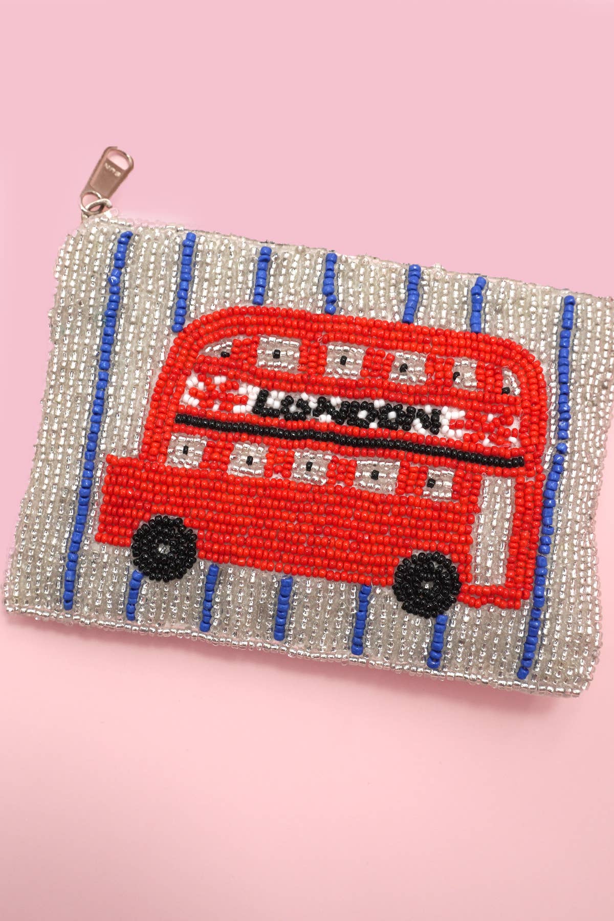 LONDON BUS FLOWER PARIS SEED BEAD COIN POUCH | 91CP1070: PARIS 1073
