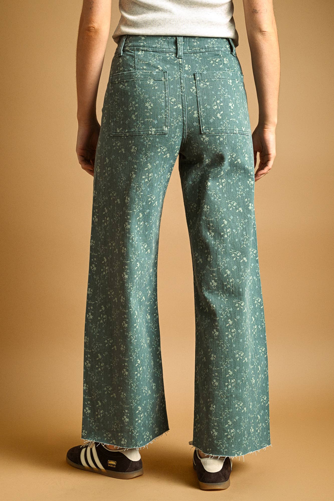 Santorini FLORAL PRINT STRETCHED PANTS: BLUE HAZE / S
