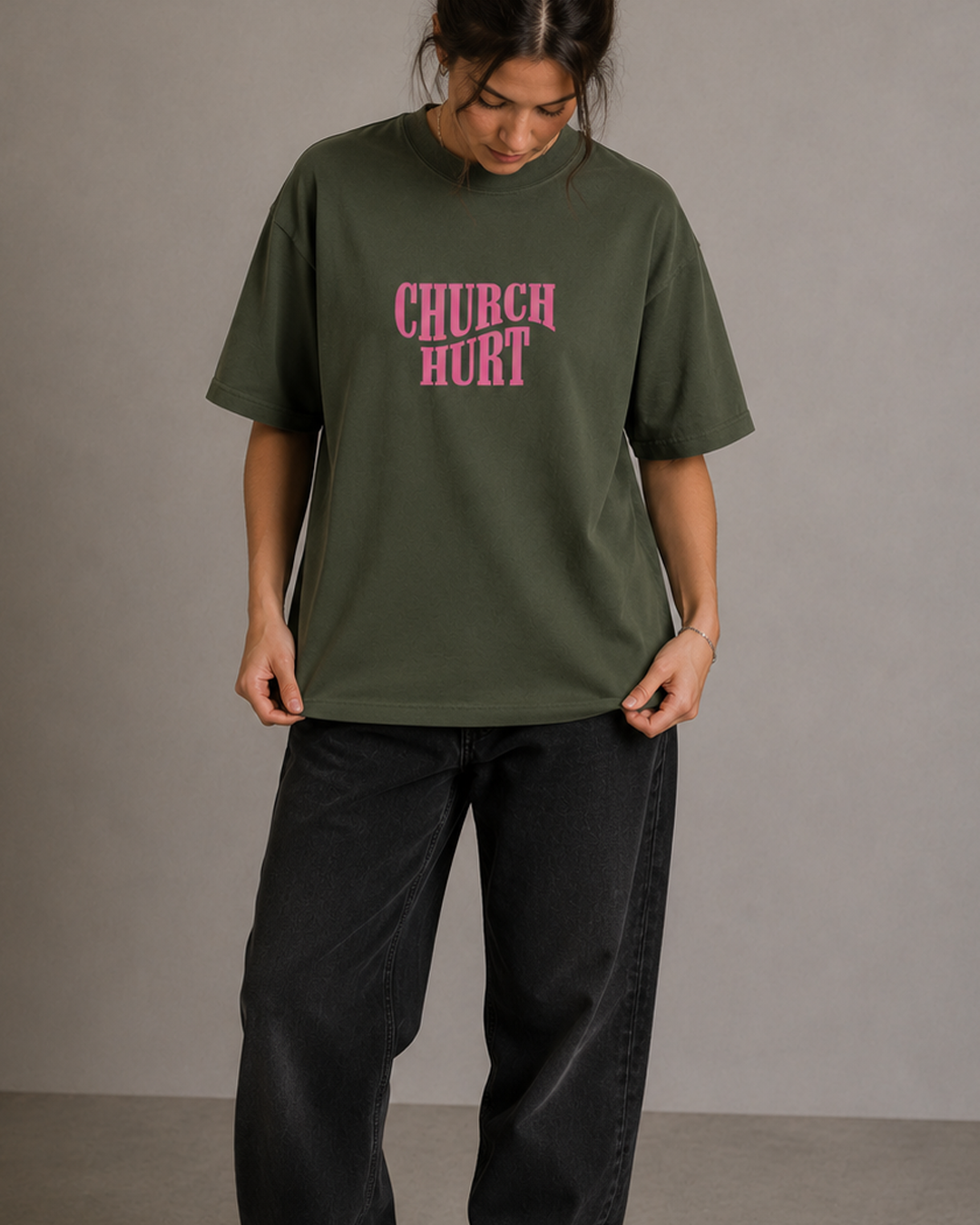 "Church Hurt Collection" || Statement Tee: Olive / M