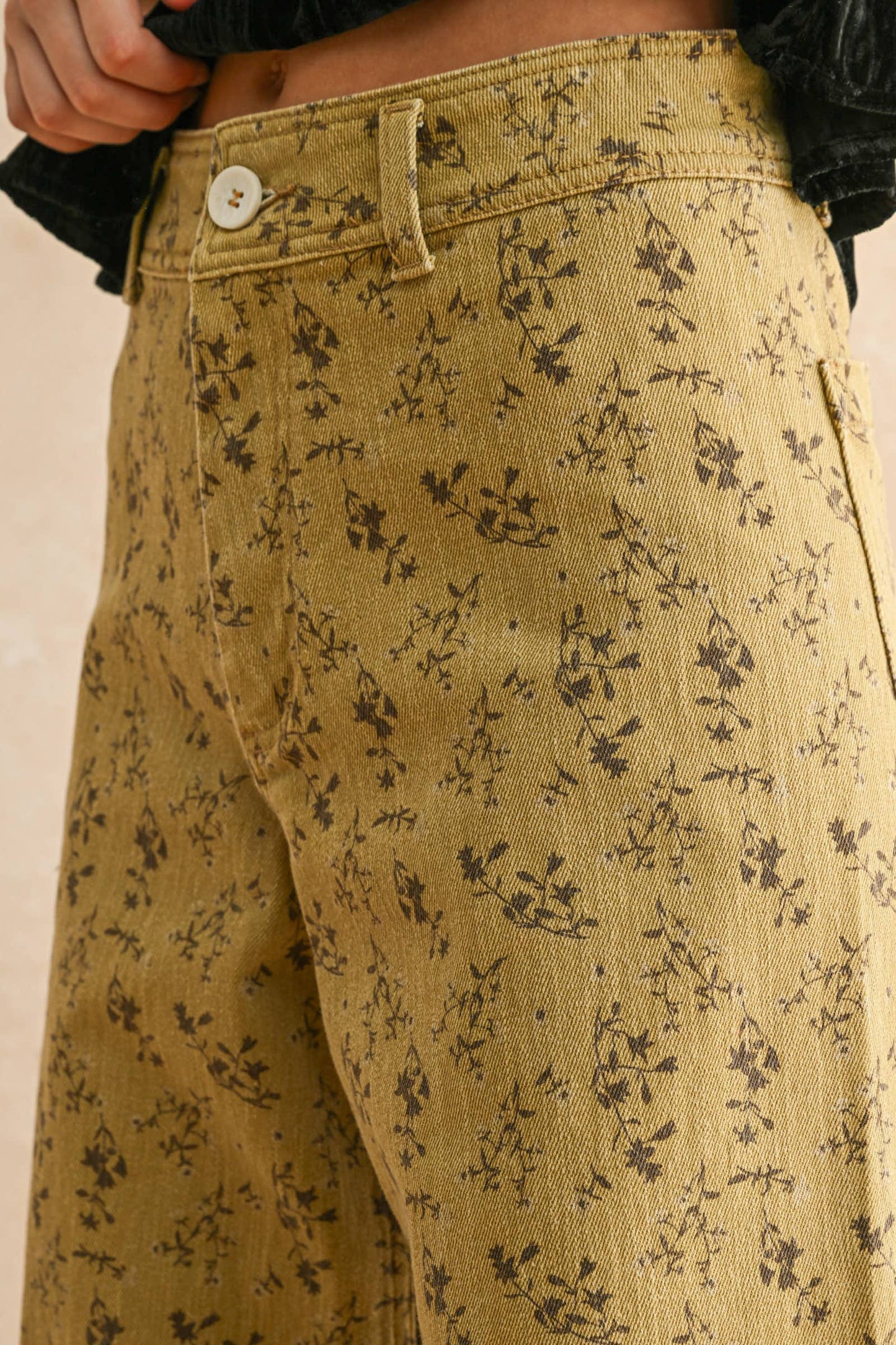 Santorini FLORAL PRINT STRETCHED PANTS: BLUE HAZE / M