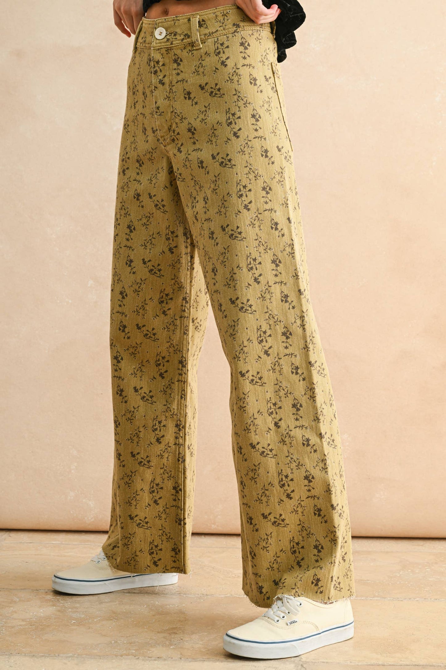 Santorini FLORAL PRINT STRETCHED PANTS: BLUE HAZE / L