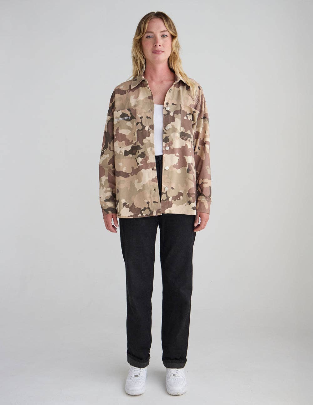 What a Friend in Jesus Camo Shacket