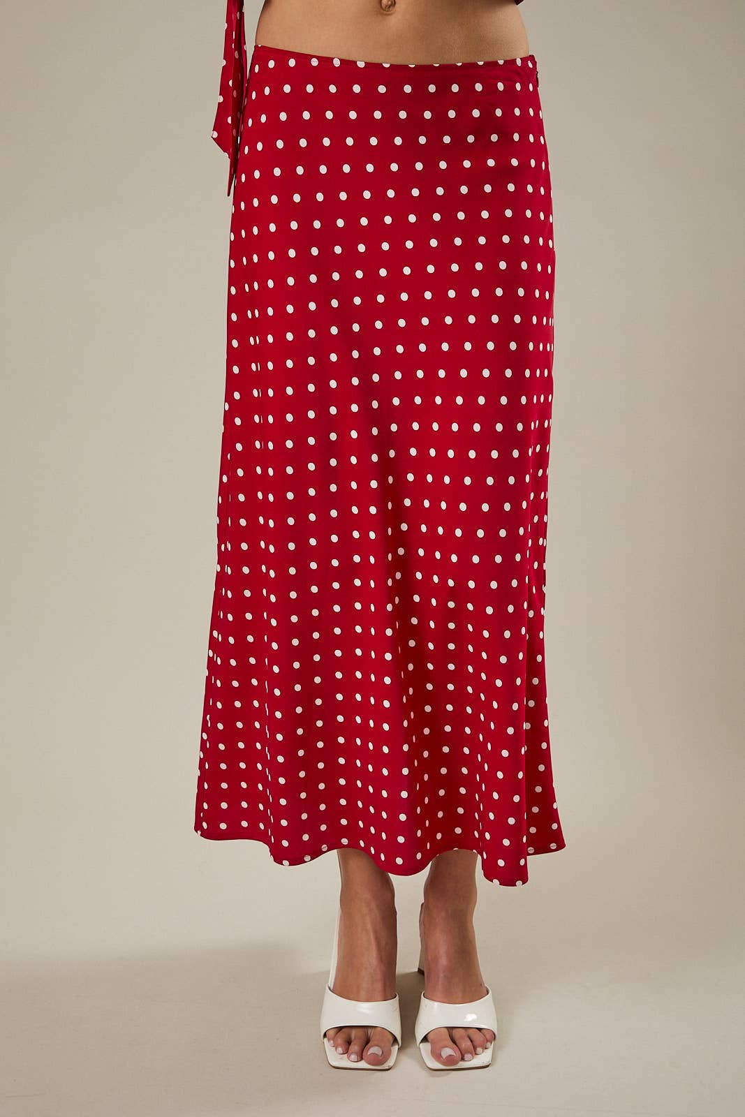 Hannah POLKA DOT MIDI SKIRT: WHITE-BLACK DOT / L