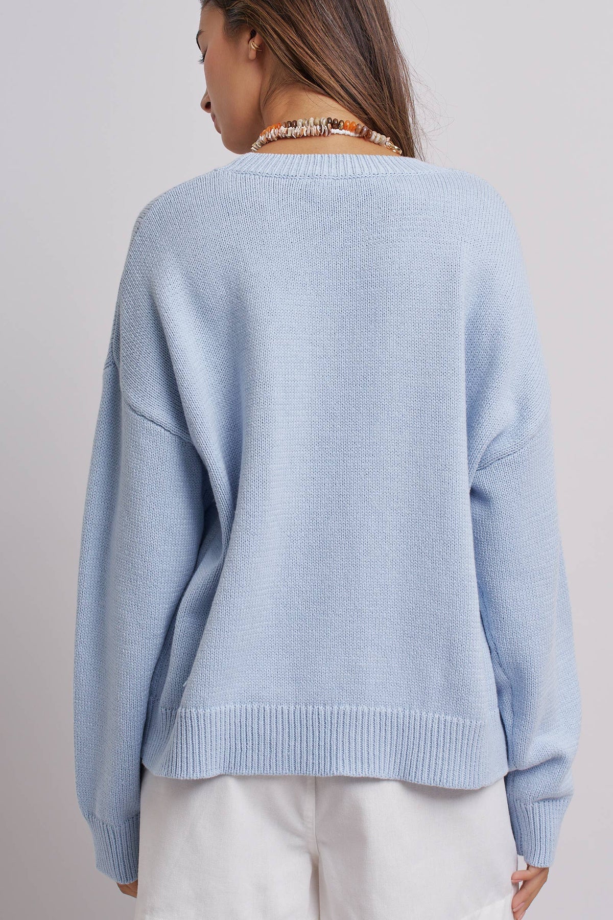 Graphic Oversized Drop-Shoulder Knit Sweater: IVORY / SM-ML:3-3