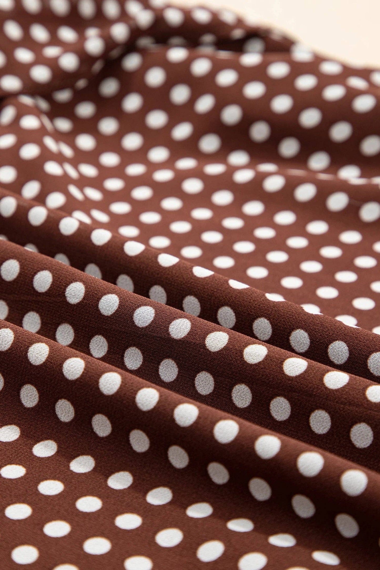 Camila Polka Dot Backless Ruffle Tiered Maxi Dress: Coffee / M