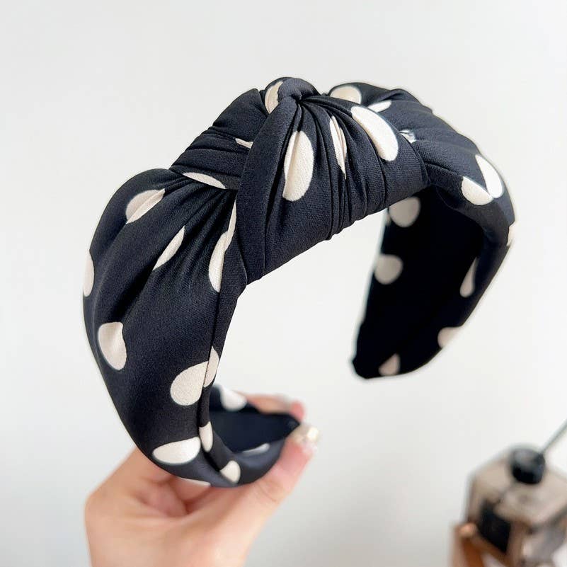 SOFT KNOTTED POLKA DOT HEADBAND HAIR BAND | 40HB188: POLKA DOT OFF WHITE