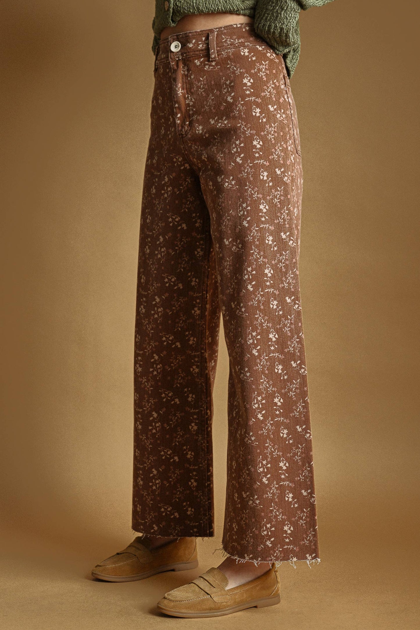 Santorini FLORAL PRINT STRETCHED PANTS: BLUE HAZE / S