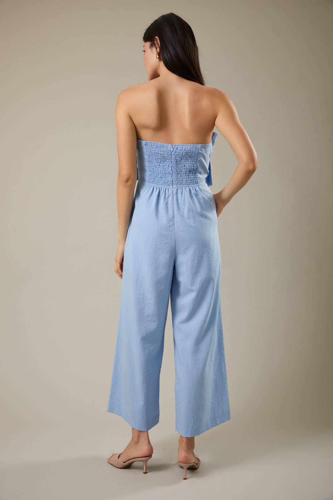Esther RUFFLE BODICE JUMPSUIT: LT BLUE / S