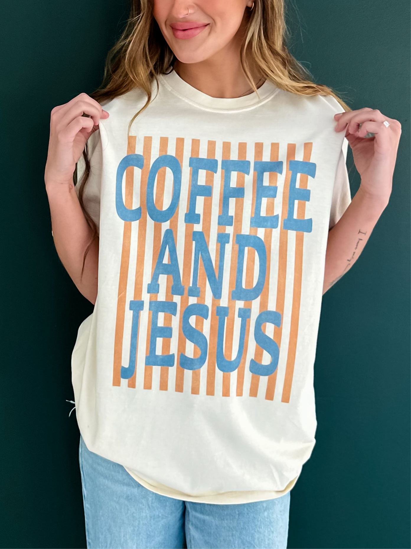 Coffee and Jesus Tee: Ivory / XL