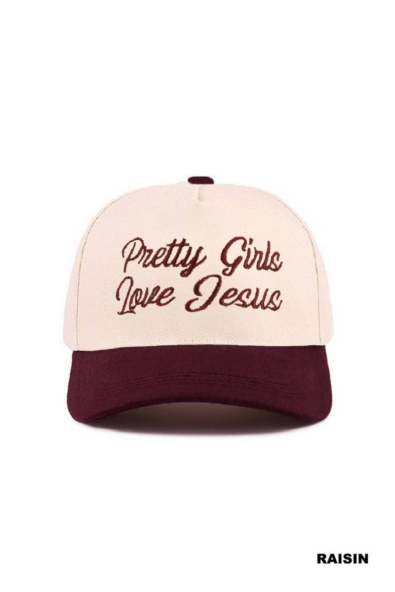 Pretty Girls Love Jesus Two Tone Cotton Hat SI-29249: CAMO-193290 / OS