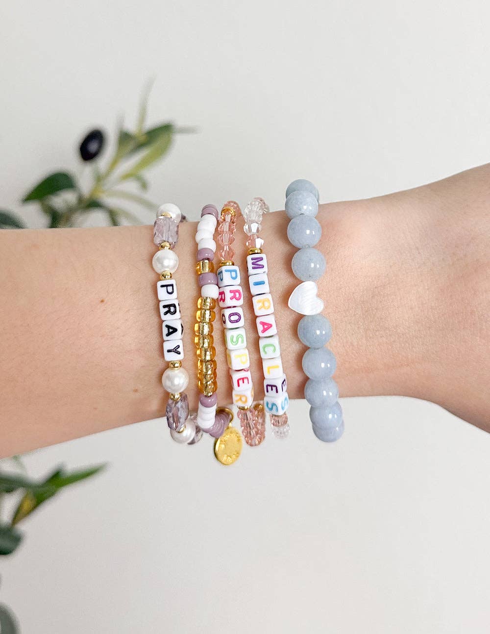 Pray Pearl Letter Bracelet: Large