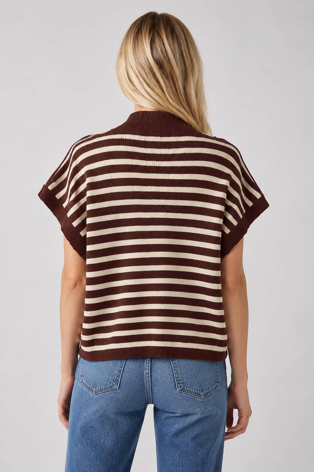 The Modern Muse Striped Sweater Top- STA4453-B: Brown / SM