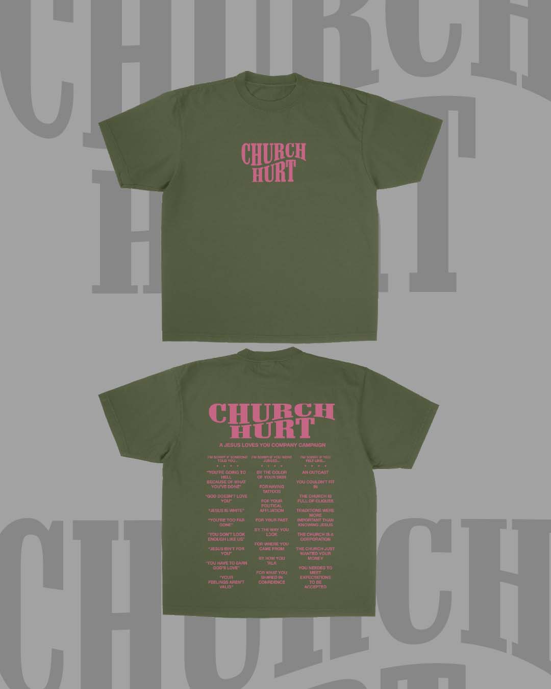 "Church Hurt Collection" || Statement Tee: Olive / XL