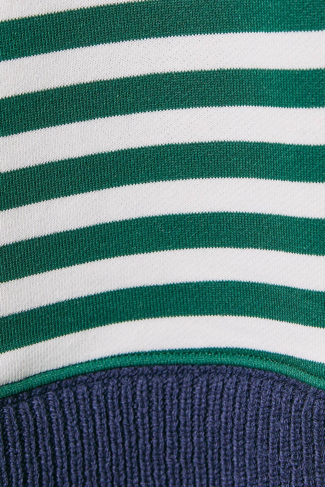 STRIPE PULLOVER WITH SWEATER SLEEVES: BROWN-NAVY STRIPE / S