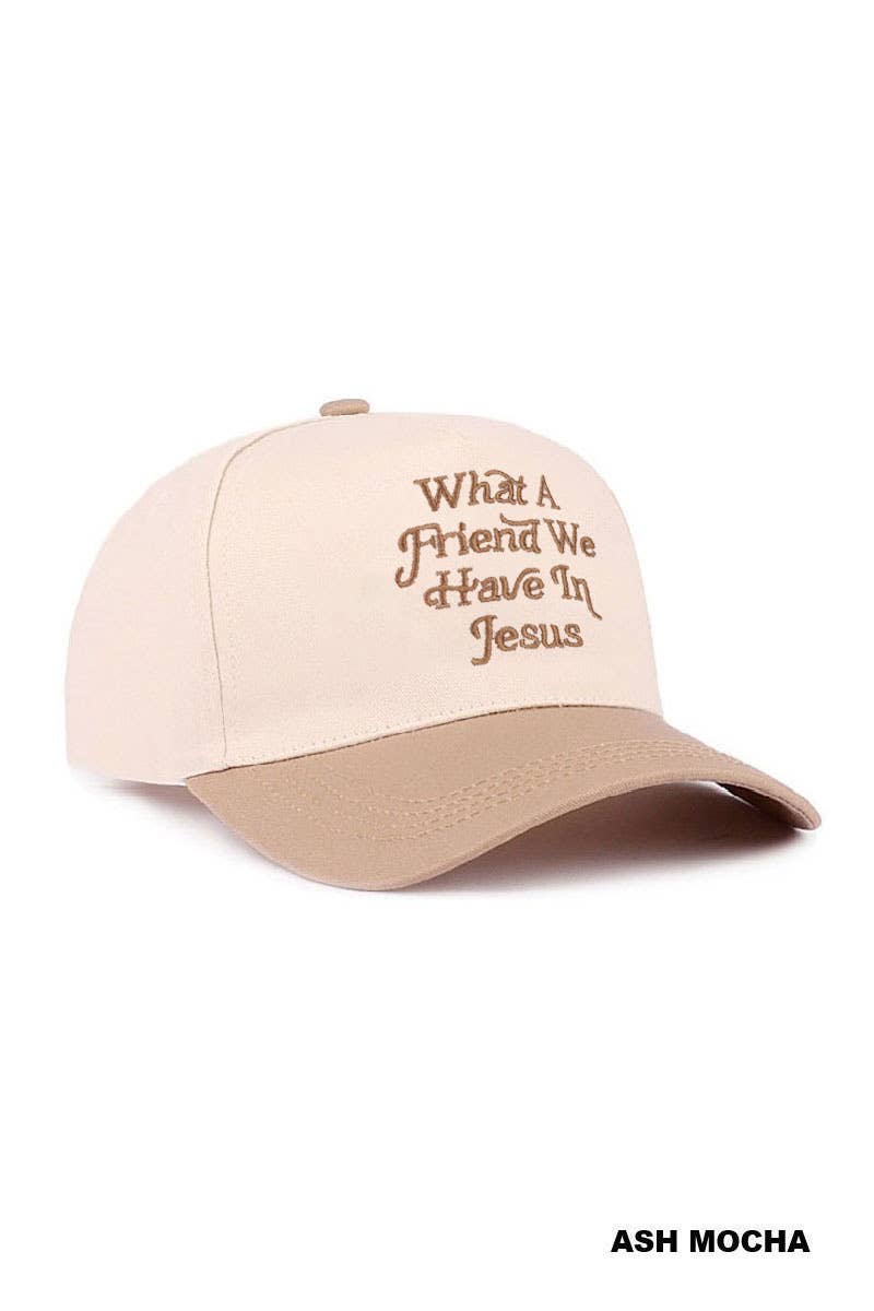 `What A Friend We Have In Jesus Two Tone Cotton Hat : ASH MOCHA-195886 / OS
