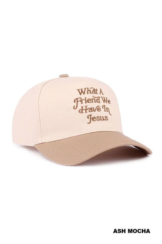 `What A Friend We Have In Jesus Two Tone Cotton Hat : ASH MOCHA-195886 / OS