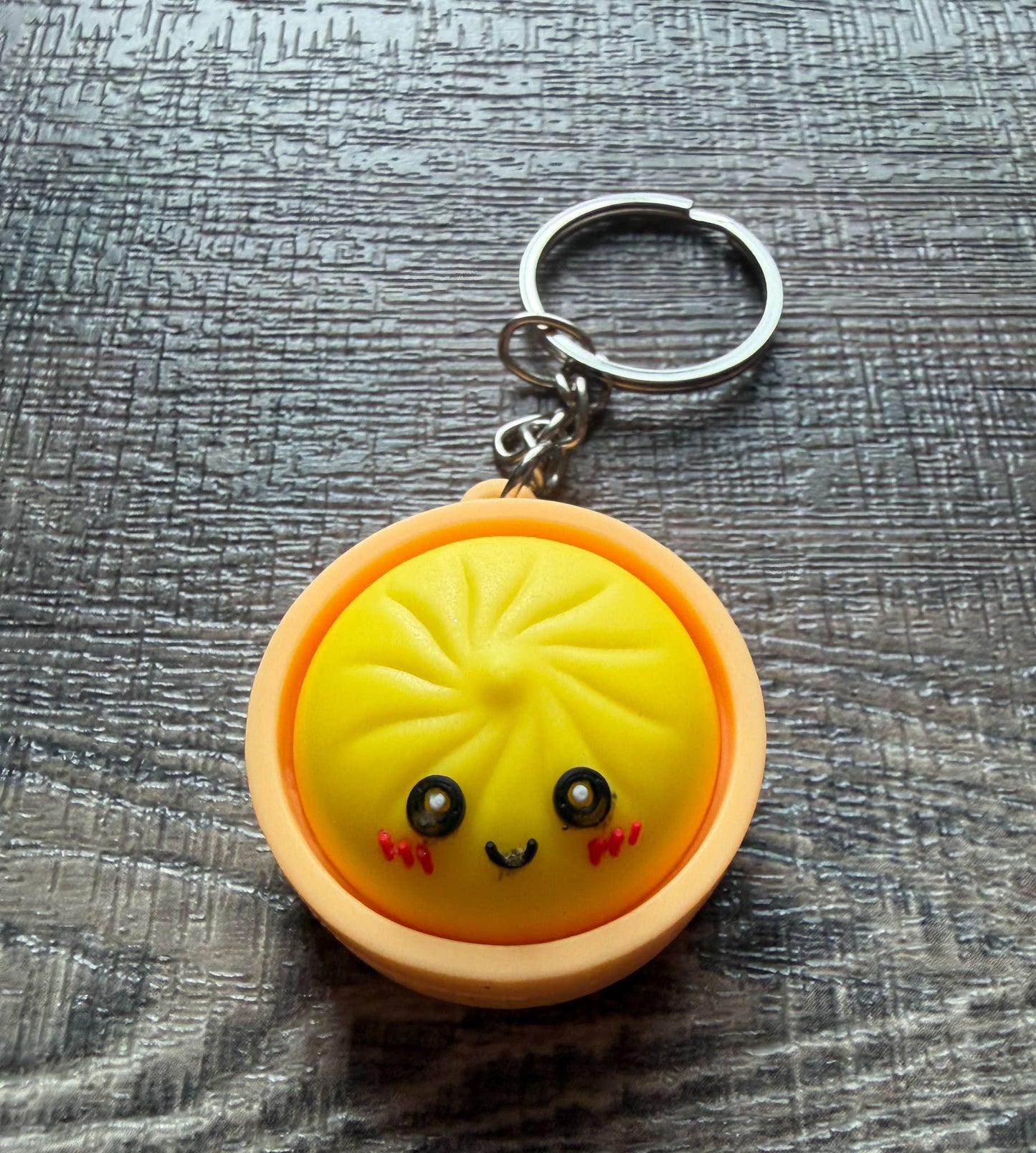 Dumpling Squish Toy Hard Plastic Keychain: Teal