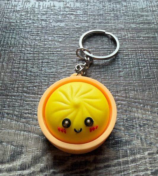 Dumpling Squish Toy Hard Plastic Keychain: Yellow