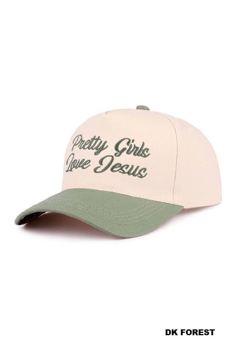 Pretty Girls Love Jesus Two Tone Cotton Hat SI-29249: CAMO-193290 / OS