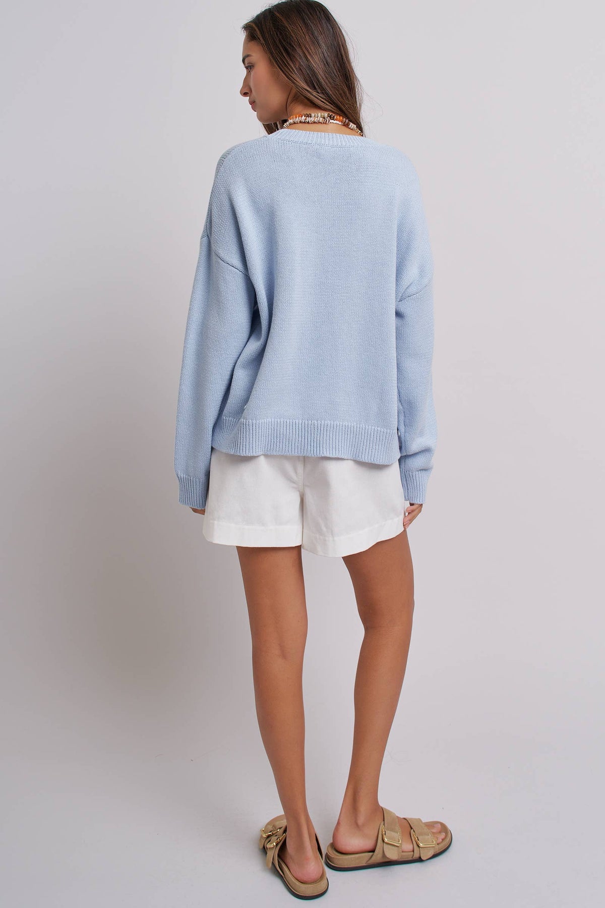 Graphic Oversized Drop-Shoulder Knit Sweater: IVORY / SM-ML:3-3