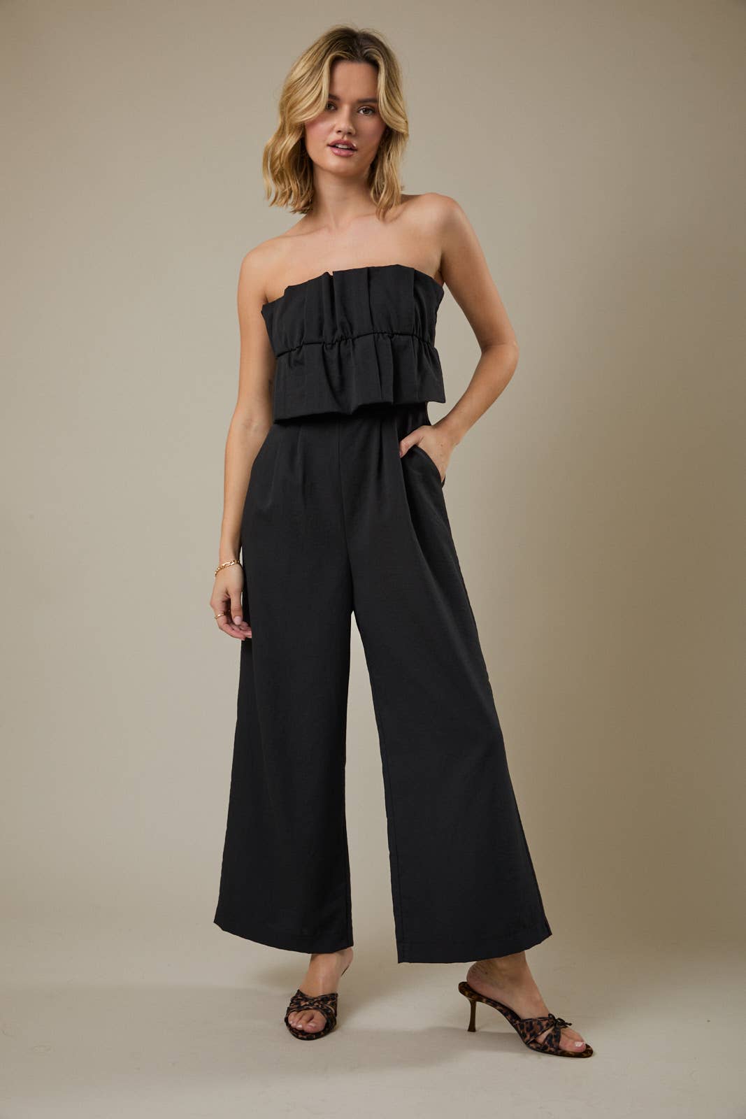 Esther RUFFLE BODICE JUMPSUIT: LT BLUE / S