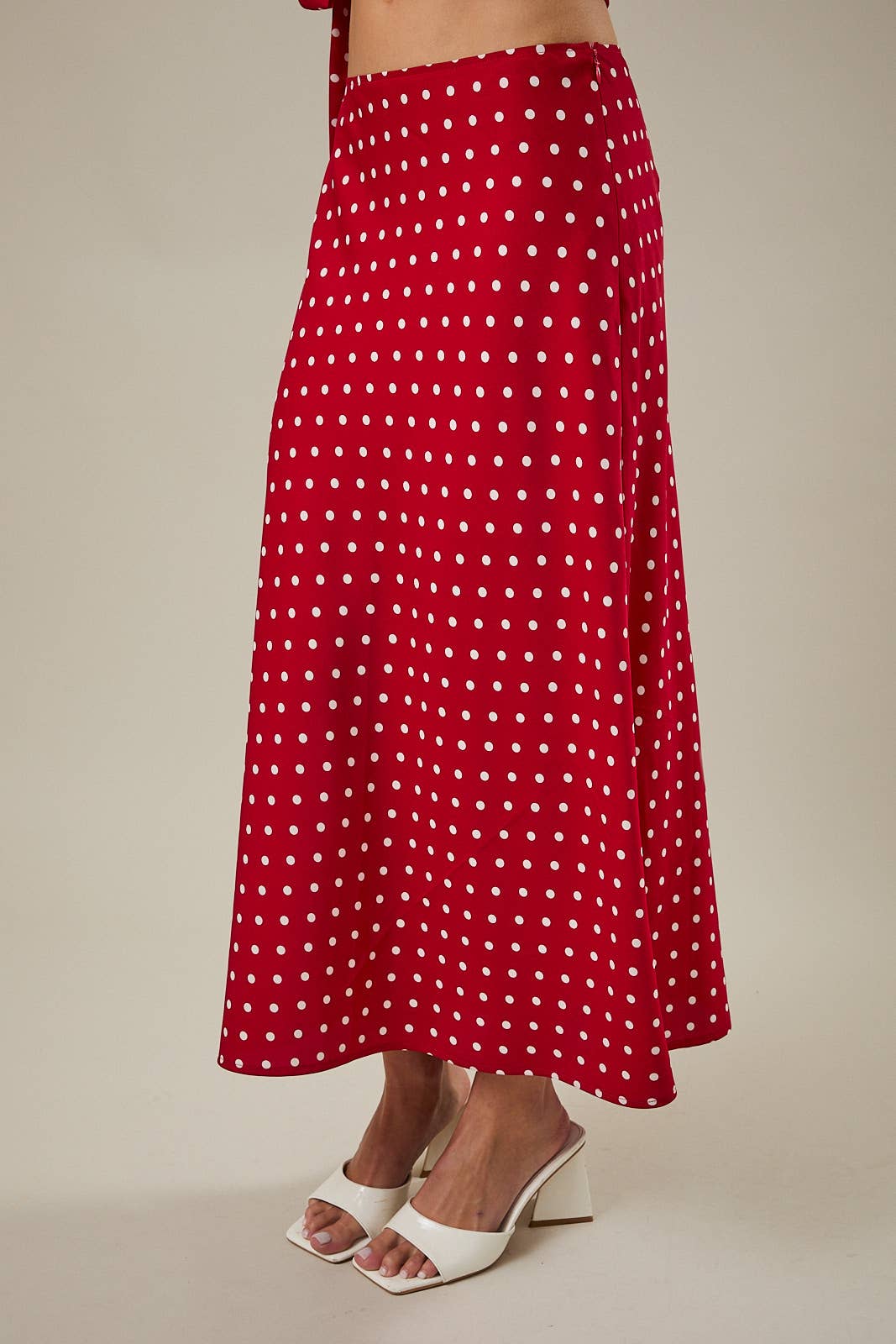 Hannah POLKA DOT MIDI SKIRT: WHITE-BLACK DOT / M